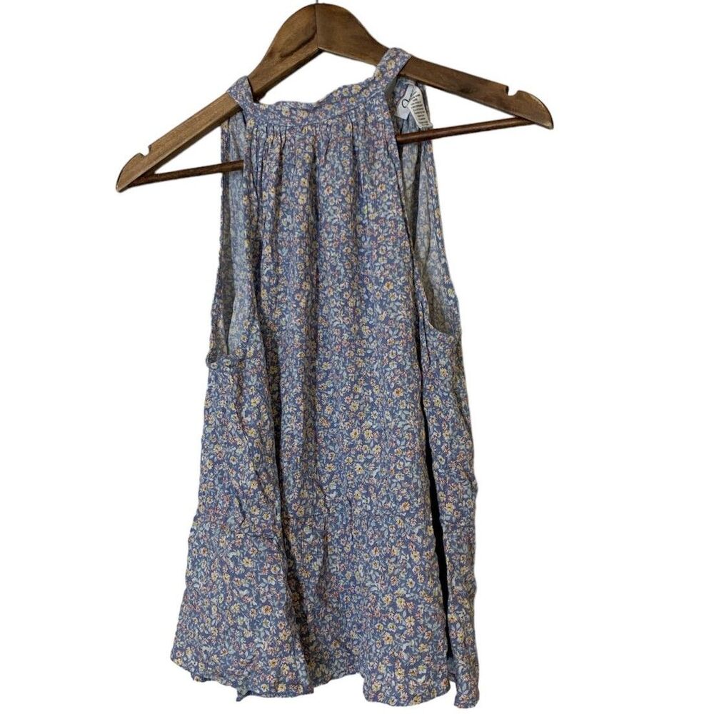Japna Halter Neck Ditsy Floral Tank Top Womens Sz M Cottagecore Keyhole Back